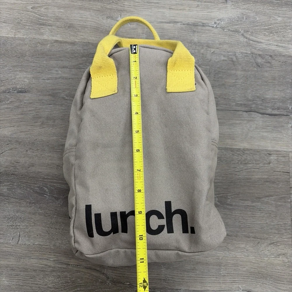 Fluf Zipper Work School Lunch Bag Grey Canvas Yellow Interior Pack Organic